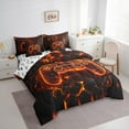 thumbnail image 3 of Manfei Boys Gamer Gaming Bedding Comforter Set 7 Pieces, Flame Lightning Honeycomb Queen Bedding Sets, Black Neon Orange Queen Sheet Sets, Microfiber Bedroom Decor, 3 of 8