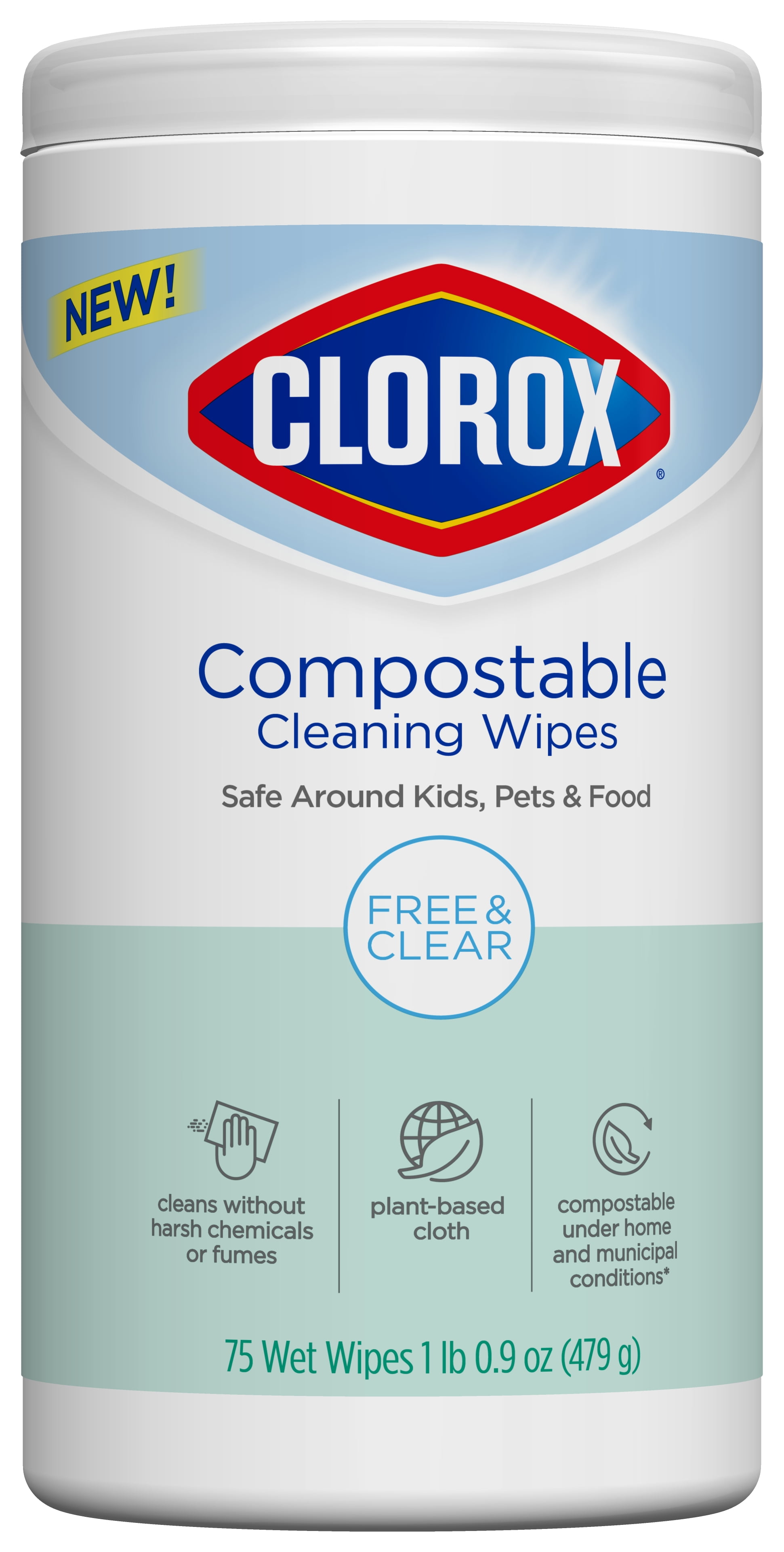 Clorox Compostable Cleaning Wipes All Purpose Wipes Unscented, Free