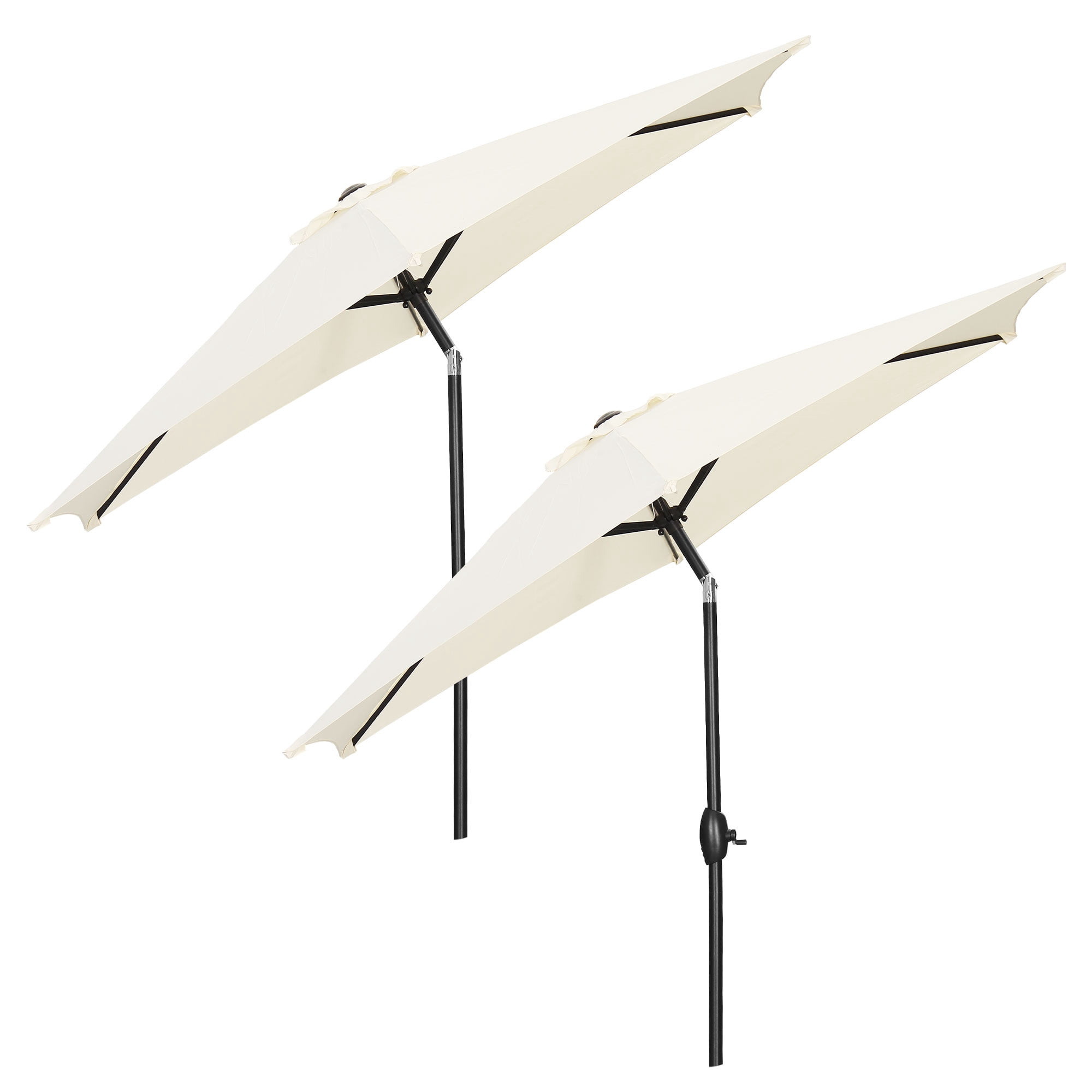 Autlaycil 9 FT 2 PCS Patio Umbrellas with Tilt and Crank for Beach Pool and Yard, White