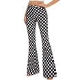 thumbnail image 4 of Zhangyan Bell Bottom Jeans for Women High Waisted Stretch Plaid Flare Jeans Slimming Denim Wide Leg Bootcut Pants(Black and White Checkered,16), 4 of 7