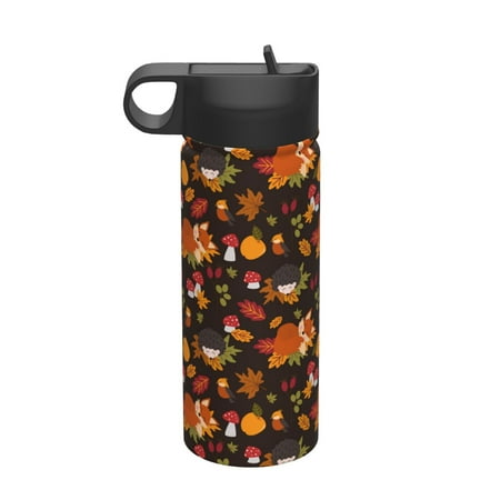 

Matuu Autumn Hedgehog and Fox Cute for 18oz Durable Thermal Cups Keep Drinks Cold & Hot Insulated Coffee Mug with Lid (With Straw)