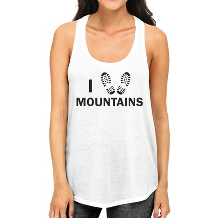 I Heart Mountains Women's White Sleeveless Shirt For Hiking