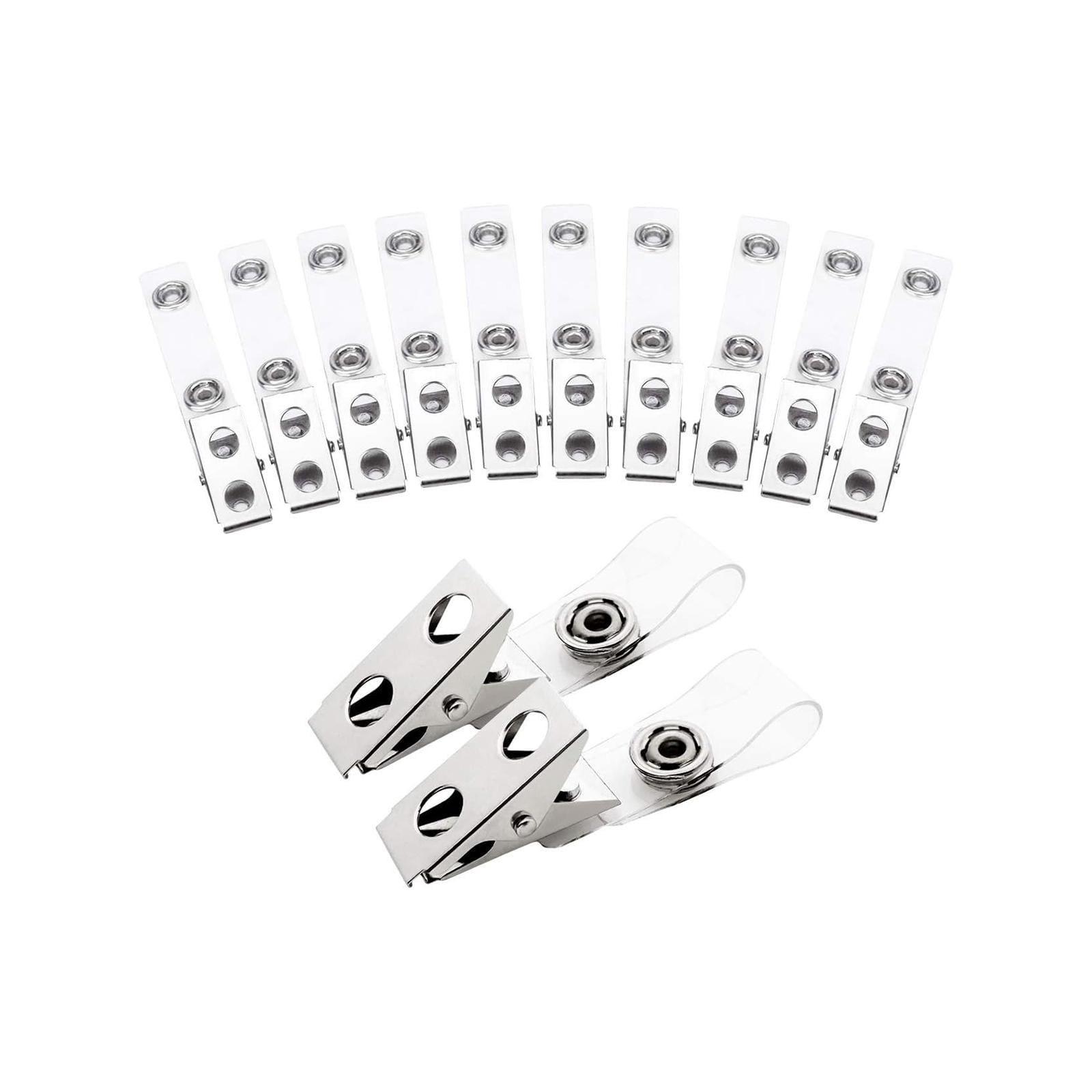 Abbraccia 100Pcs Metal ID Clips with Clear PVC Strap ID Clips Name Tag Clip for Work Badges ID Cards School Nurse