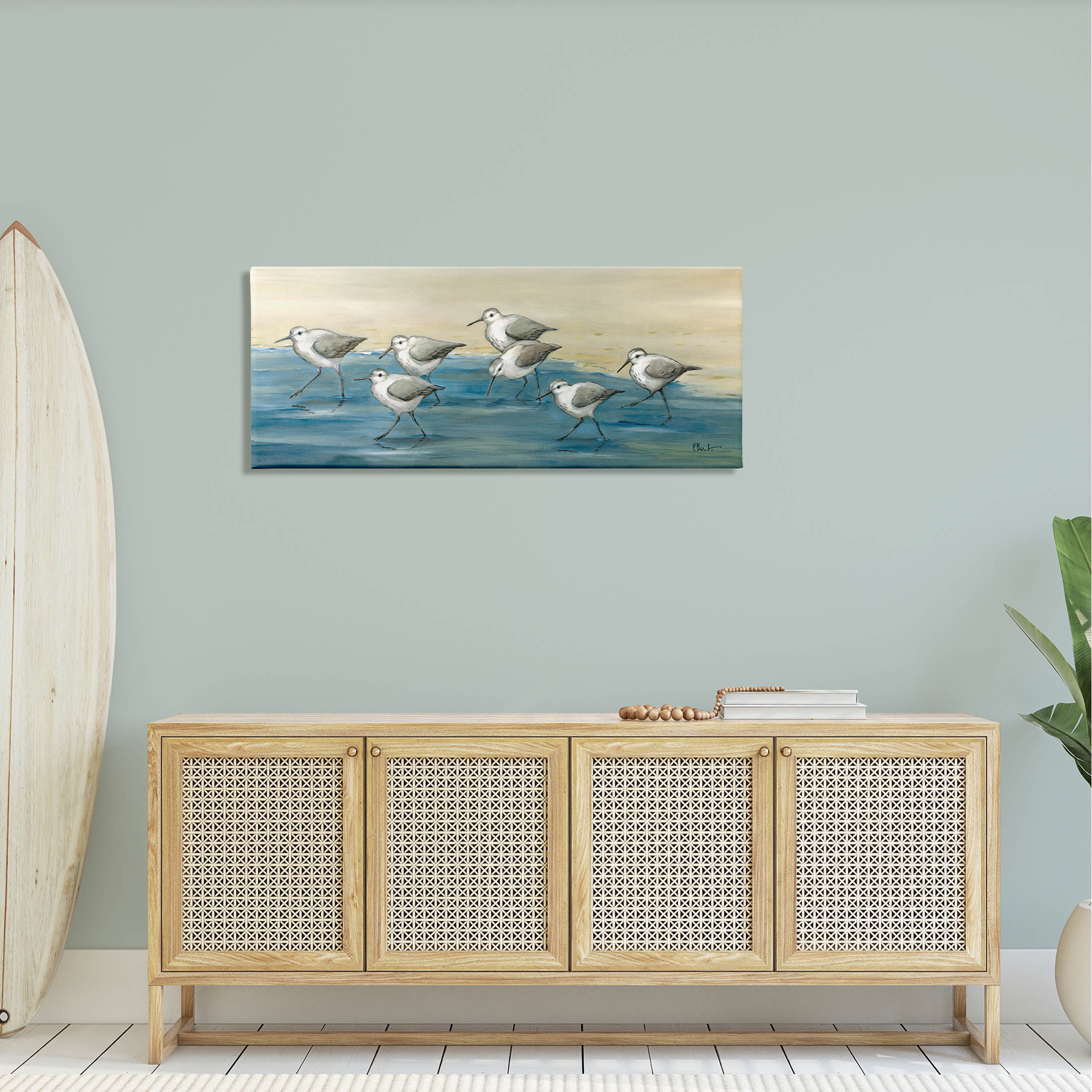 Stupell Industries Sandpiper Bird Flock Beach Shoreline Painting Gallery Wrapped Canvas Print Wall Art, Design by Paul Brent