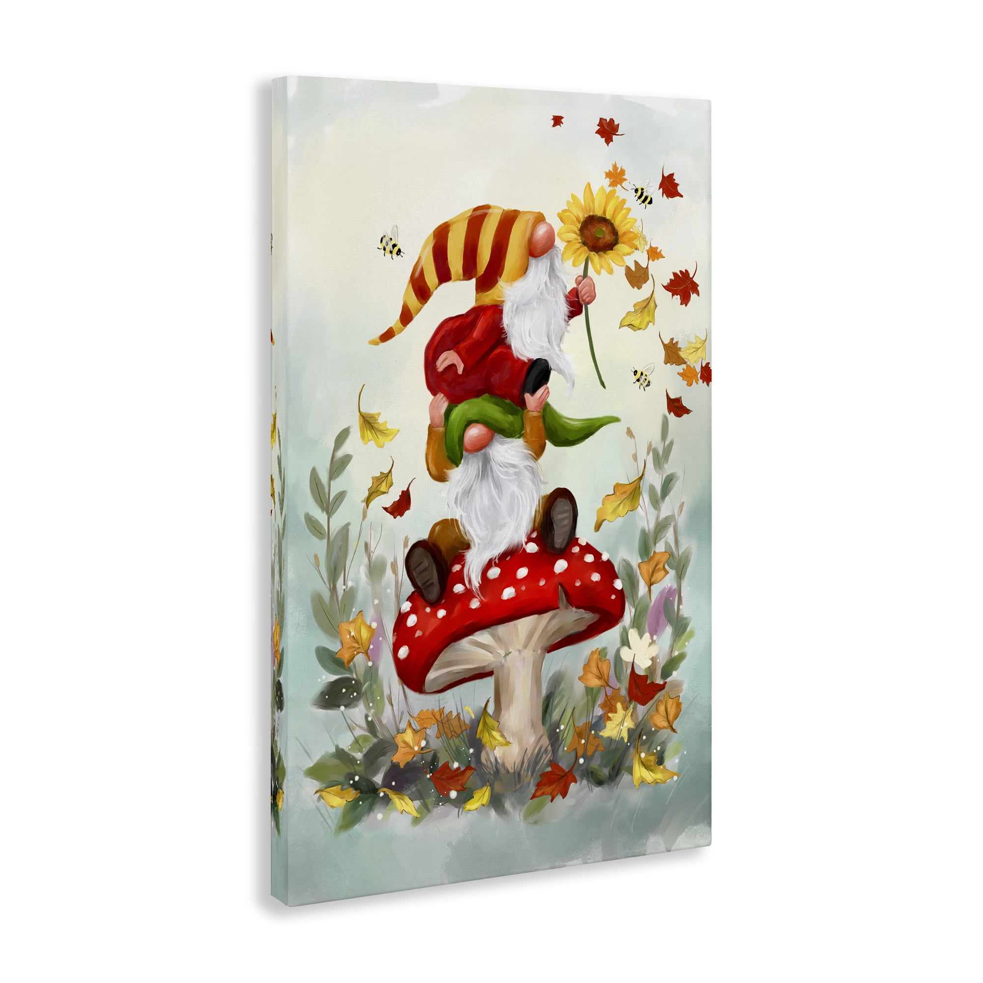 Stupell Industries Autumn Garden Gnome Fairy Tales & Fantasy Painting Gallery Wrapped Canvas Art Print Wall Art, 20 x 30