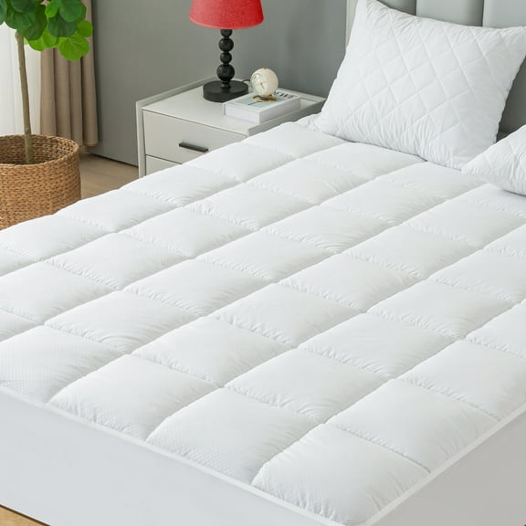 GOGREEN Extra Thick Mattress Topper Cal King Size, Breathable Pillow Top Mattress Pad Cover Down Alternative Overfilled Plush Soft Bed Protector with 8-16 Inch Elastic Deep Pocket