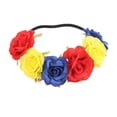 thumbnail image 3 of Diadema de rosas simuladas mexicanas para mujeres, Ataúd del Día de los Muertos, tocado de Halloween, colorido adorno de pelo de fiesta con estambres falsos., 3 of 5