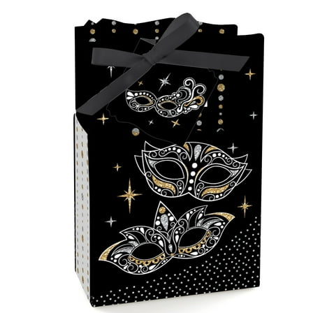 Big Dot of Happiness Masquerade - Carnival Mask Party Favor Boxes - Set of 12