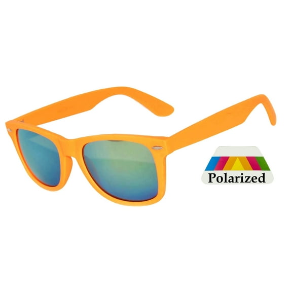 Kids Retro Sunglasses - Matte-Orange Frame / Mirror Polarized Lens