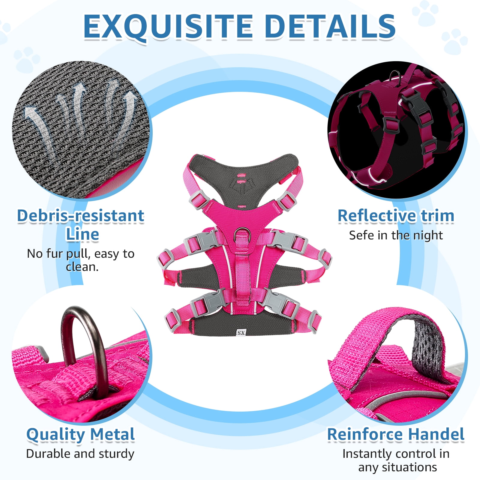 AUTOWT No Pull Dog Harness - Lightweight, Escape Proof with Padded Handle, Adjustable Reflective Vest for All Sizes