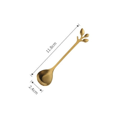 

Creative Stainless Steel Spoon Branch Leaf Spoon Coffee Kitchen Accessories Tableware Decor Titanium Plated Dessert Spoon