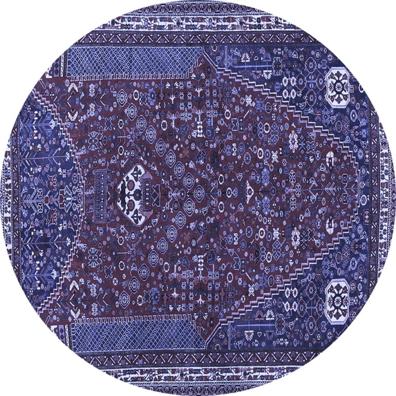 Ahgly Company Indoor Round Persian Blue Traditional Area Rugs, 7' Round
