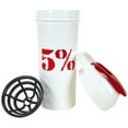 thumbnail image 2 of 5% Nutrition Rich Piana Gym Protein Shaker Bottle | Fits Most Cup Holders | Leak-Proof | Measurement Line | BPA-Free Plastic | Internal Mixer 20oz | White Red, 2 of 6