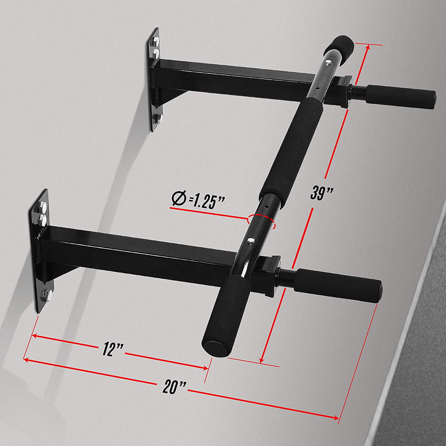 Yes4All Wall Mount Chin Up Bar, Black, Single