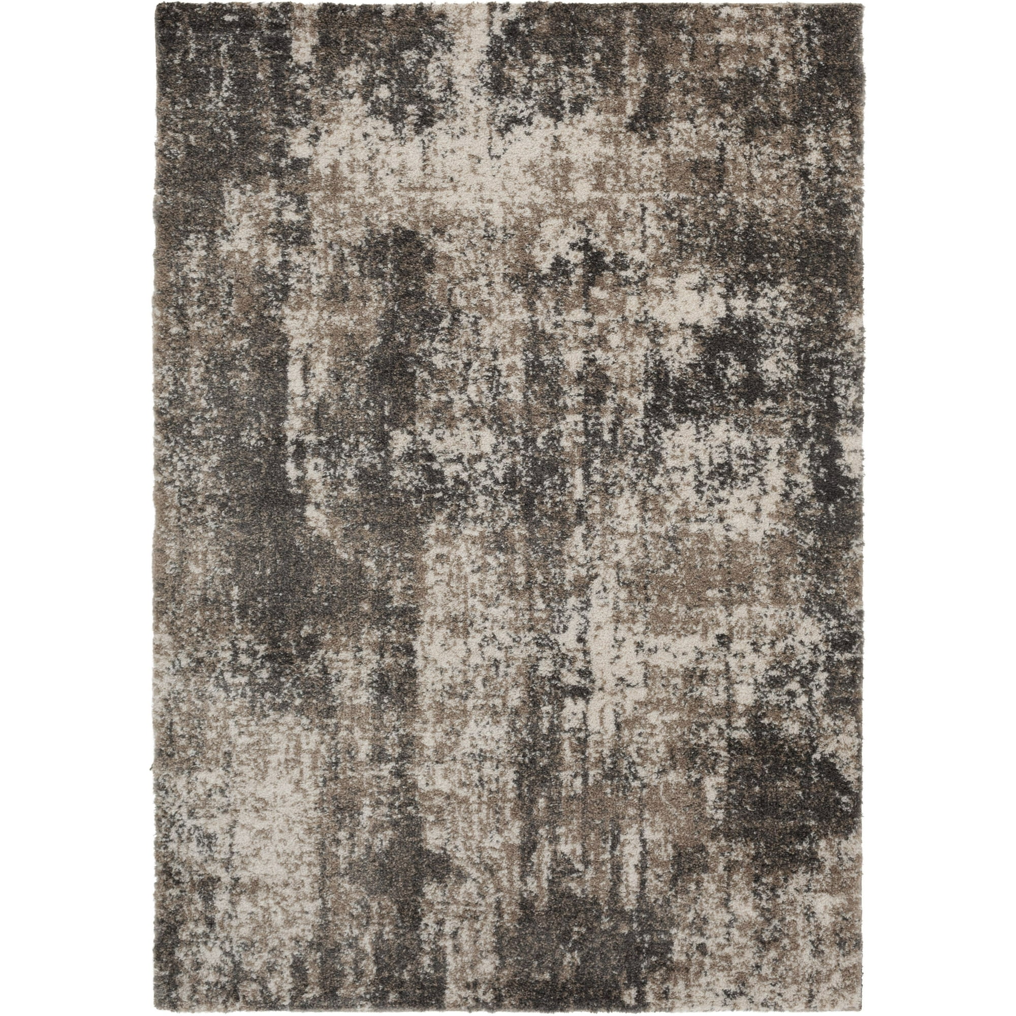 Mainstays Abstract Shag Indoor Area Rug, Gray/Neutral, 5 ft x 7 ft