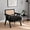 Black | Teddy Fleece, variant on TacleeKii Mid-Century Rattan Chair, High Back Accent Armchair, 300lb Capacity, Beige