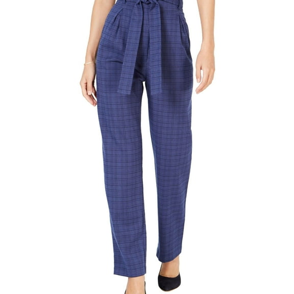 Leyden Womens Paperbag Dress Pants, Blue, X-Small