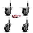 thumbnail image 2 of 3.5 Inch Black Poly Swivel 3/4 Inch Expanding Stem Caster Set 2 Brakes, 2 of 2