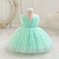 thumbnail image 3 of IBTOM CASTLE Toddler Baby Girls Shiny Butterfly Tutu Dress Princess Birthday Party Pageant Flower Girl Wedding V-Backless Dresses 4-5 Years Aqua, 3 of 9