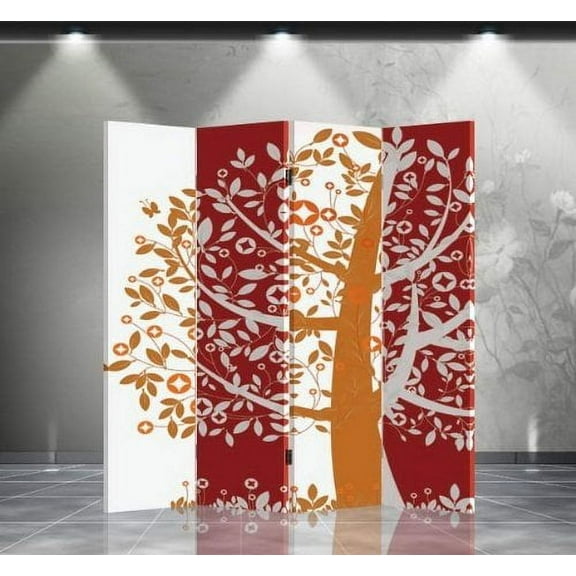 Double Sided Canvas Screen Room Divider - Fortune Tree