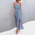 thumbnail image 1 of SMihono Robe d'Été pour Femmes Grande Taille Mode Femmes Été Robe Maxi à Épaules Dénudées Boho Décontractée Ample Longue Robe, 1 of 4