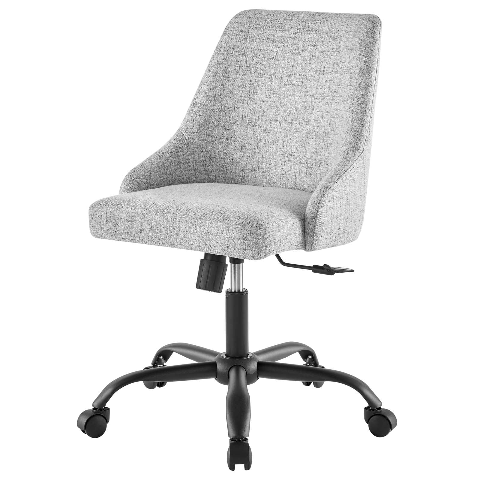 Computer Work Desk Swivel Chair, Fabric, Black Grey Gray, Modern