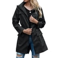 thumbnail image 3 of Women Waterproof Light-Weight Rain Jacket Active Outdoor Hooded Long Sleeves Raincoat with Zipper Black XL, 3 of 9