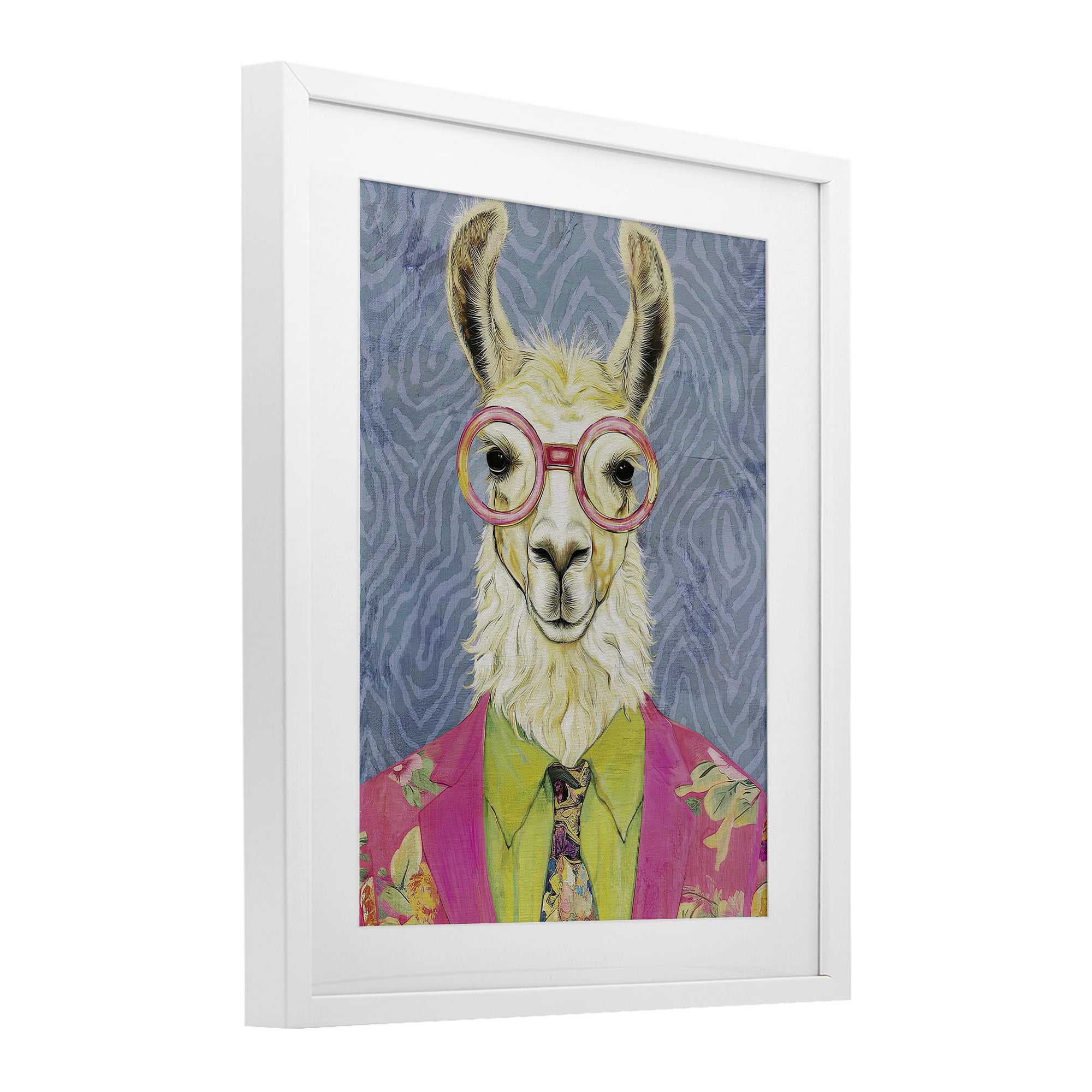 Stupell Industries Bright Gaze Llama White Framed Print Under Glass, design by Svetlana Aleynikova