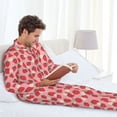 thumbnail image 6 of Cauagu Strawberry And Flowers Print Men's Long-Sleeve Pajama Set,Soft Button-Front 2Pjs for Men Long Sleeve Men’s Sleepwear-Medium, 6 of 7