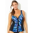 thumbnail image 3 of Swimsuits for All Chlorine Resistant Sweetheart Zip Front Tankini Set With Skirt, 3 of 4