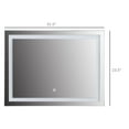 thumbnail image 4 of Homcom 32" X 24'' Led Illuminated Bathroom Mirror,Wall Mounted Vanity Mirror with Dimmable Memory Touch,Waterproof,Horizontally or Vertically,Silver,Clear Glass Household Supplies Décor Mirrors Wall, 4 of 7