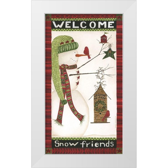 Shamp, Cindy 10x14 White Modern Wood Framed Museum Art Print Titled - Welcome Snow Friends
