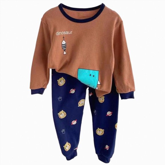 TOWED22 Toddler Girls Boys Pajamas Funny Graphic Cotton Pjs Jammies Fall Winter Long Sleeve Sleepwear Sets 6-24 Months 2t 3t 4t 5t 6t 7t 8t 9t Children(Brown,2-3 Y)