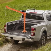 Electric Pickup Truck Bed Crane, 1100 LB Capacity, Heavy Duty Portable Folding Jib Crane Hoist with 3500 LB 12 v Winch, 360° Swivel, for Construction, Factory, Heavy Lifting