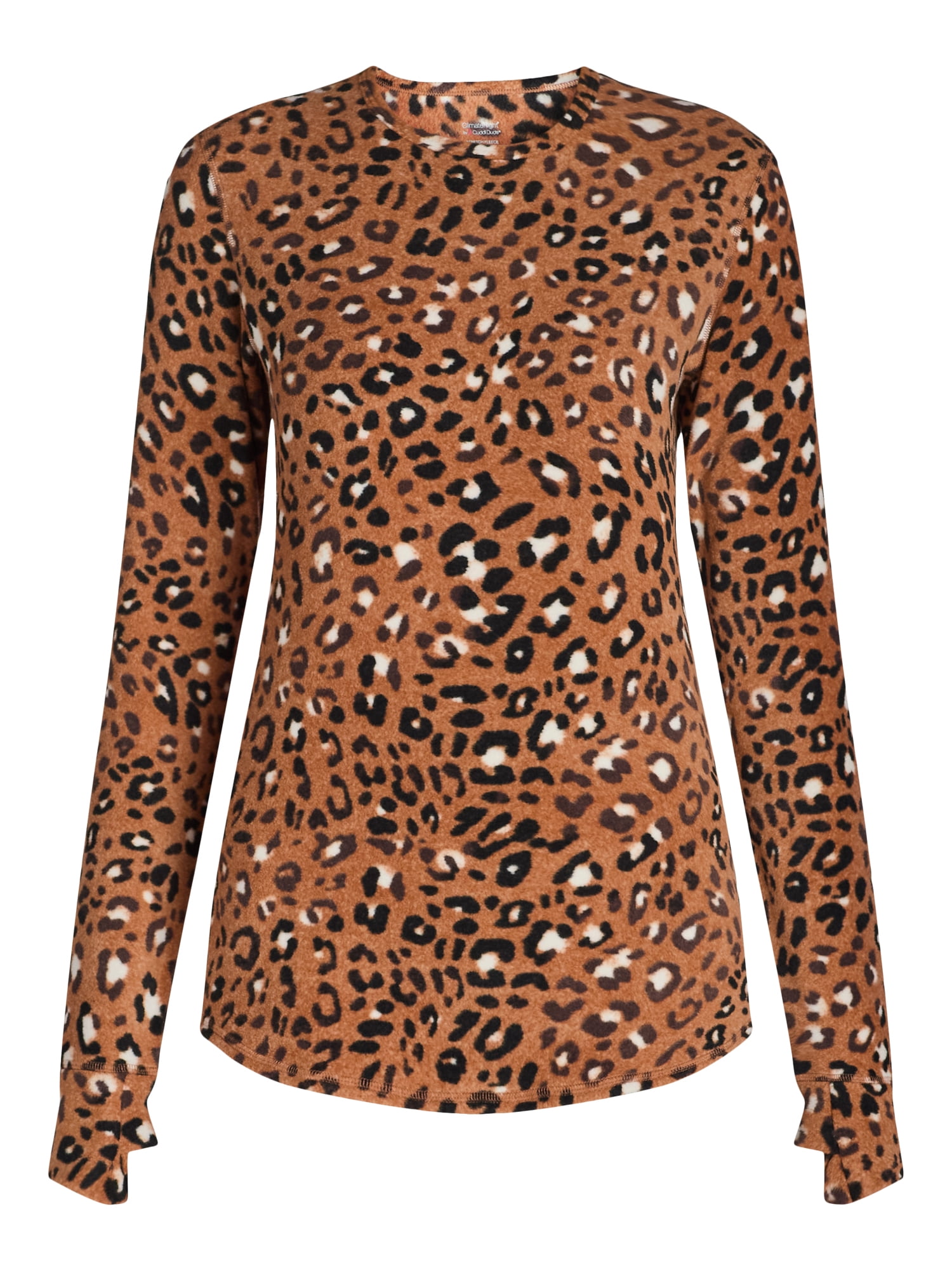 ClimateRight by Cuddl Duds Women's Warm Stretch Fleece Long Sleeve Crew Neck Thermal Base Layer Top, Sizes XS to 4X