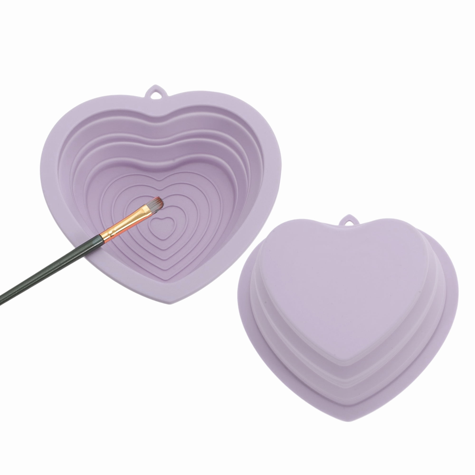 Unique Bargains 1pc Portable Heart Makeup Brush Cleaning Mat Dark Purple