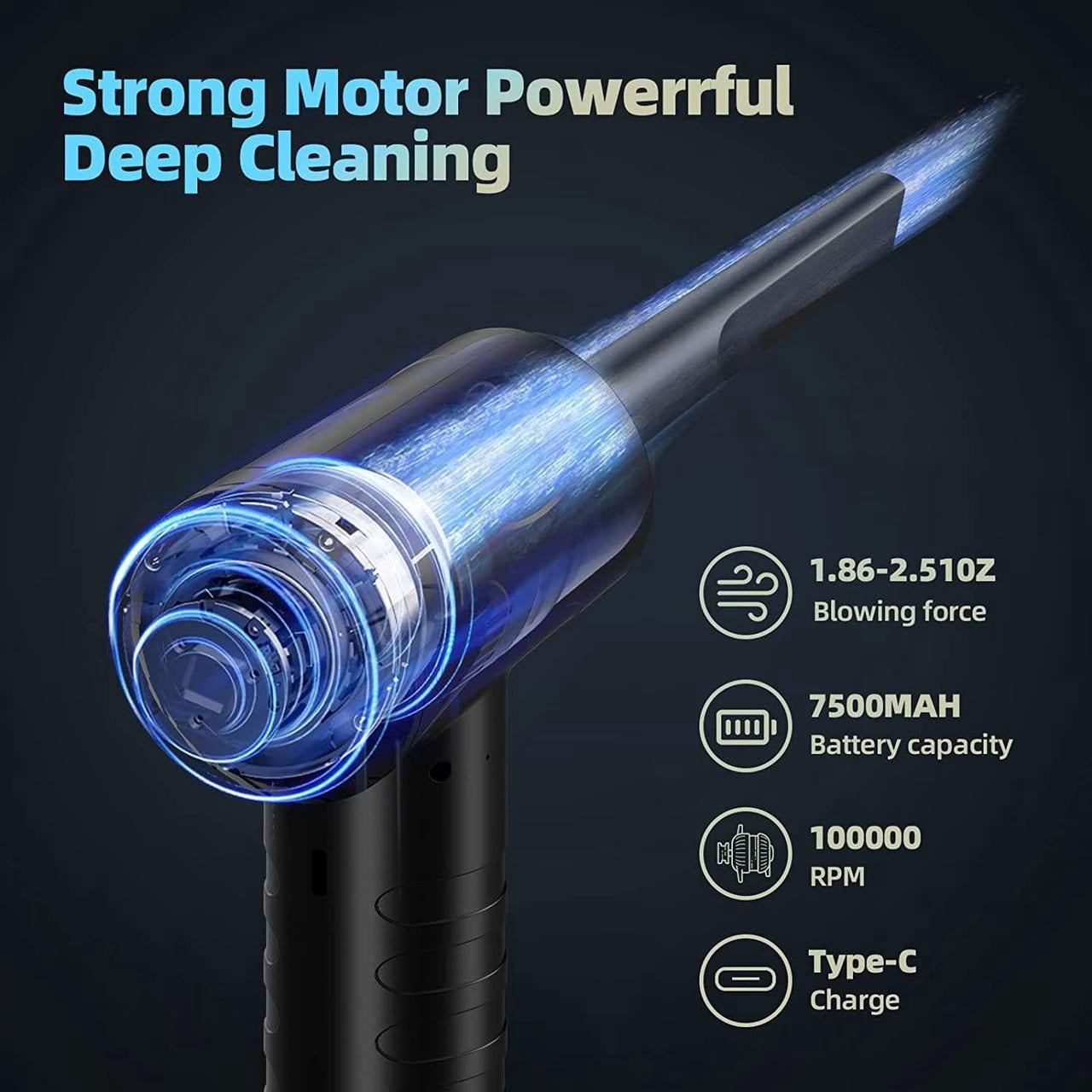 Giizhmy Compressed Air Duster, 100000RPM Electric Air Duster & Vacuum Cleaner 2 in 1 for Compute and Keyboard