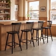 thumbnail image 4 of Dayalane Windsor Bar Stools Set of 4, 26" Farmhouse Wooden Counter Height Barstools with Spindle Back & Footrest, Armless Kitchen Island Stools for Bistro, Pub, Breakfast Bar,Black, 4 of 8
