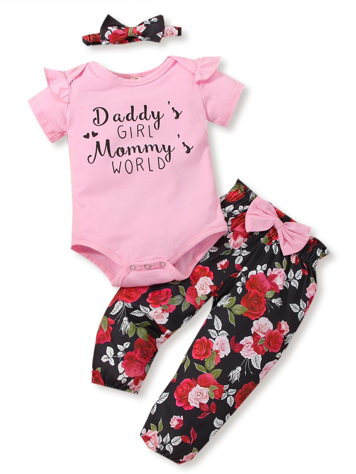 Dooleck Daddys Girl Baby Clothes Infant Outfit Ruffle Bodysuit Floral