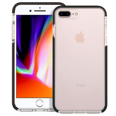 Apple iPhone 8 Plus / iPhone 7 Plus Full Body Clear TPU Bumper Shockproof Protective Hybrid Case Cover Black