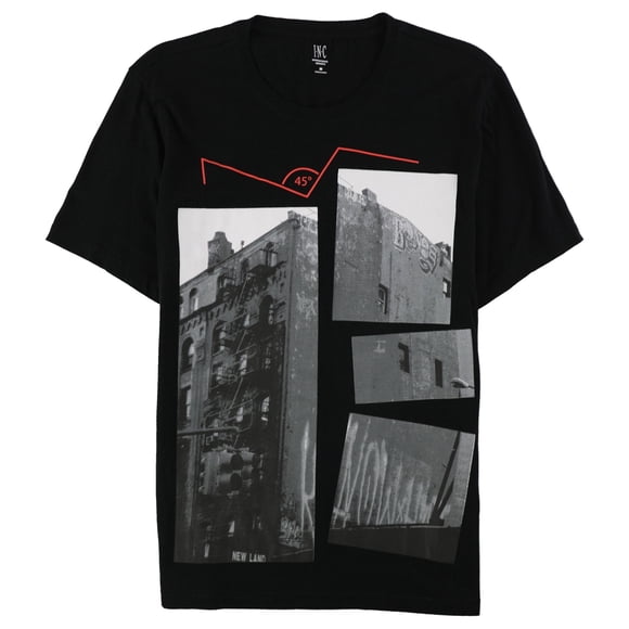 Camiseta gráfica I-N-C para Hombre Diseño de Edificio de 45 Grados Color Negro Grande