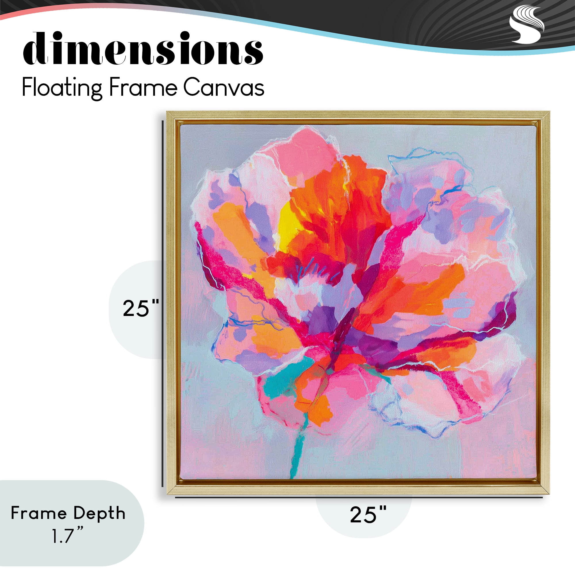Stupell Industries The Open Petal Expression Gold Framed Floater Canvas Wall Art, design by Chromatic Storm Studio