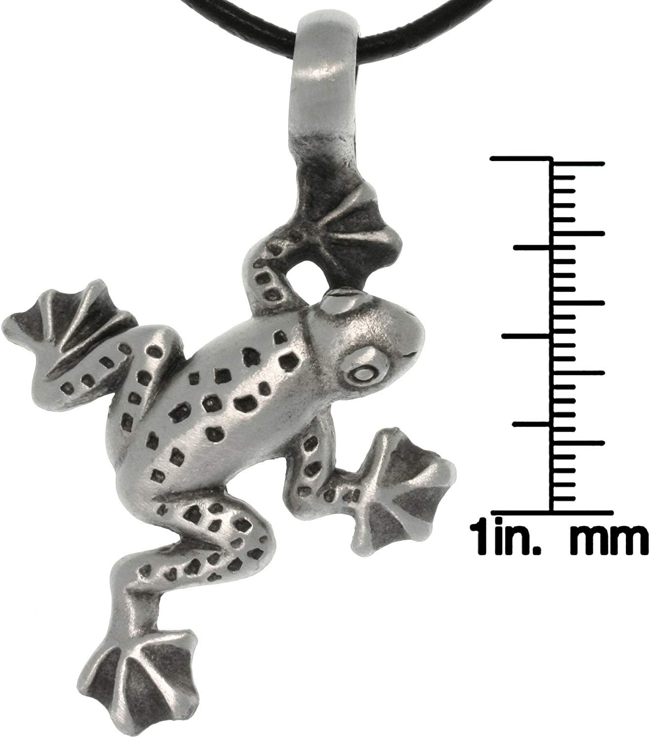 Jewelry Trends Pewter Jumping Frog Pendant with 18 Inch Black Leather Cord Necklace