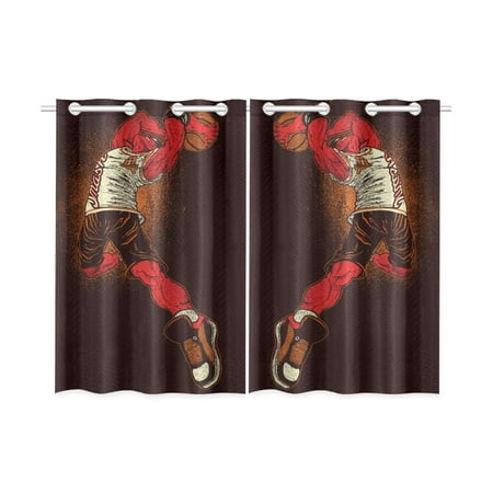MKHERT Angry Basketball Window Curtains Kitchen Curtain Room Bedroom Drapes Curtains 26x39 inch, 2
