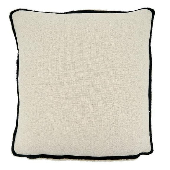 SARO  18 in. Square Down Filled Throw Pillow with Black & White Reversible Design