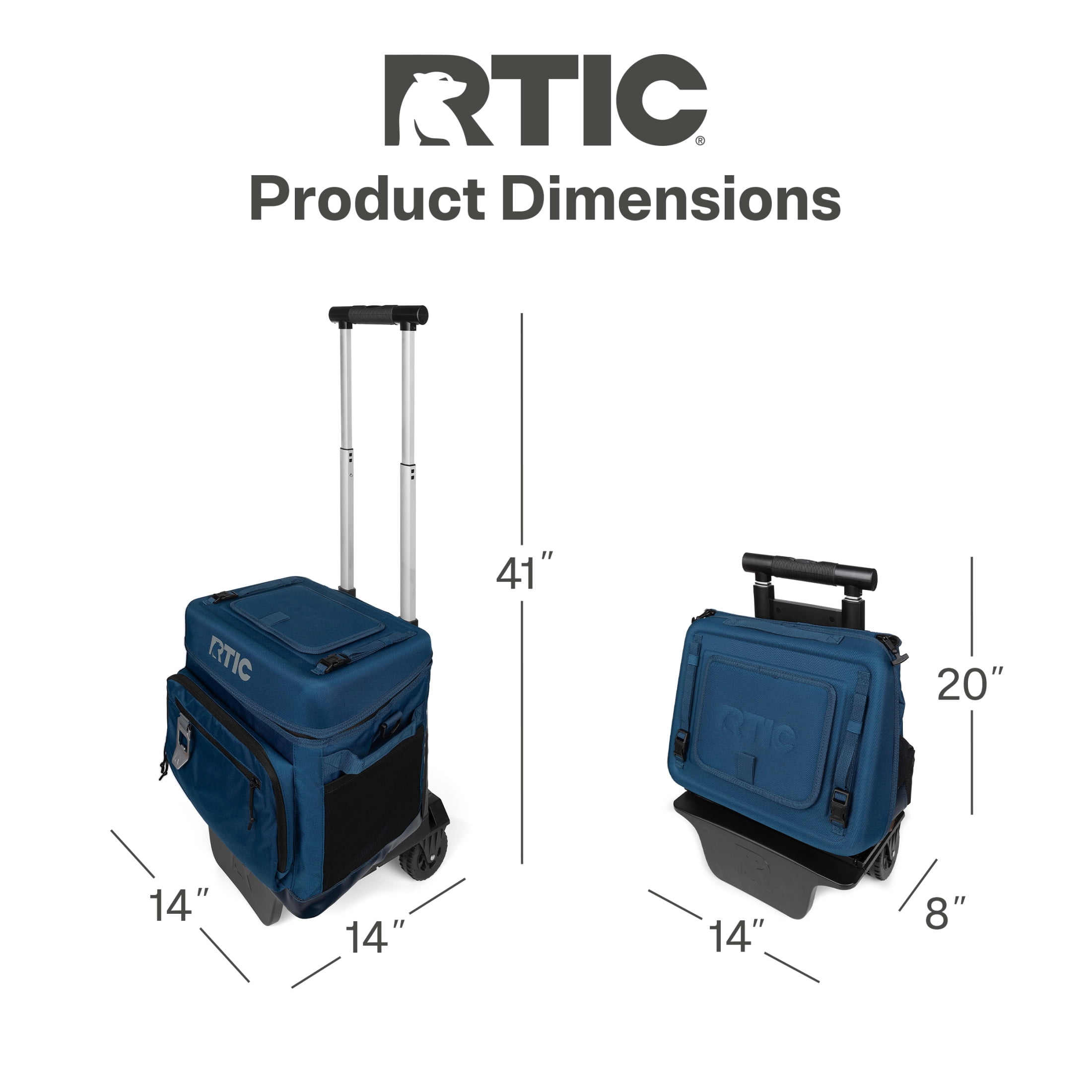 RTIC 40-Can, 21 Qt, Collapsible Wheeled Cooler with Bottle Opener, Navy