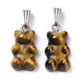 thumbnail image 2 of Natural Tiger Eye Pendants with Stainless Steel Color Tone 201 Stainless Steel Findings Bear 27.5mm Hole: 2.5x7.5mm Bear: 21x11x6.5mm DIY, 2 of 3