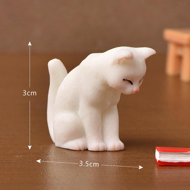 Adorno familiar de gato, minigato, artesanía, miniaturas, figuras de gatitos para jardín de hadas, micropaisaje, estatua decorativa de gato, adorno para tarta