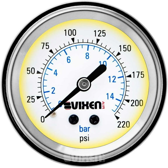 Vixen Air 2" Single Needle Air Pressure Gauge with Back Light 220 PSI White VXA7212LW