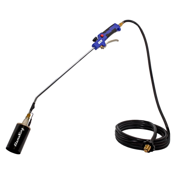 Flame King Propane Torch Kit, Heavy-Duty Adjustable Flame Weed Burner with Battery-Operated Igniter, Black/Blue/Silver